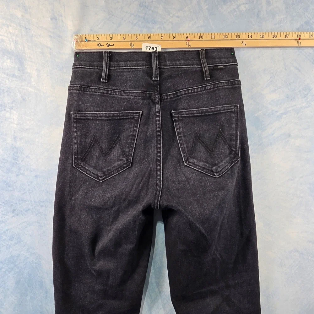 MOTHER Hustler Ankle Fray High Rise Flare‎ Jeans Faded Black Size 25